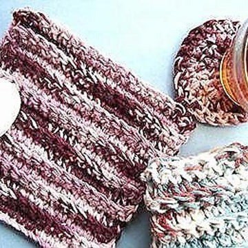 CROCHET DISHCLOTH, COASTER & PLACEMAT