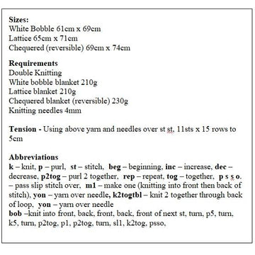 Louise's Blankets Knitting Pattern #137