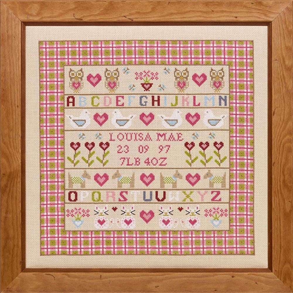 Historical Sampler Company Owl & The Pussycat Birth Sampler Cross Stitch Kit - 31cm x 35cm
