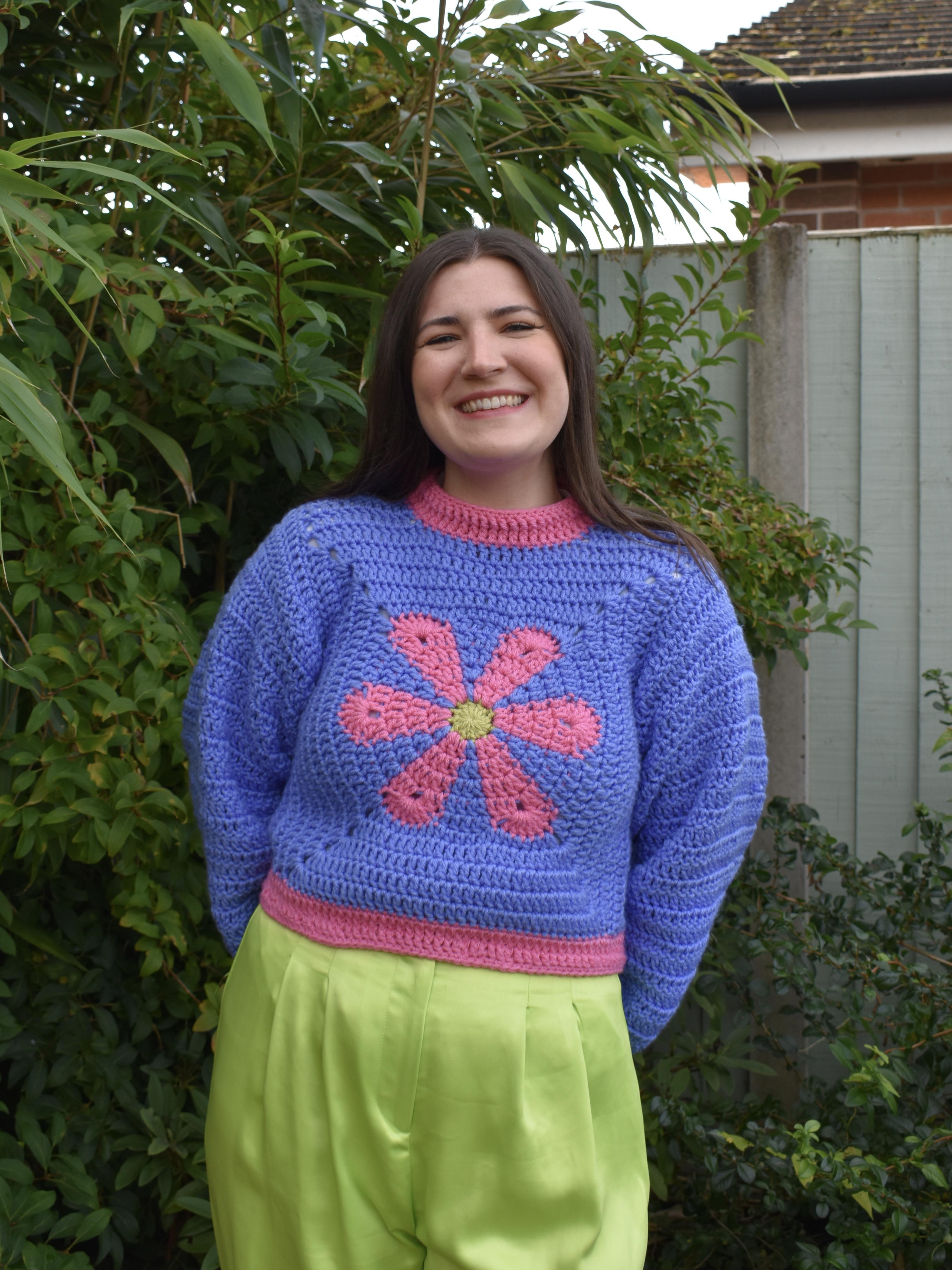 Retro flower chunky jumper/vest
