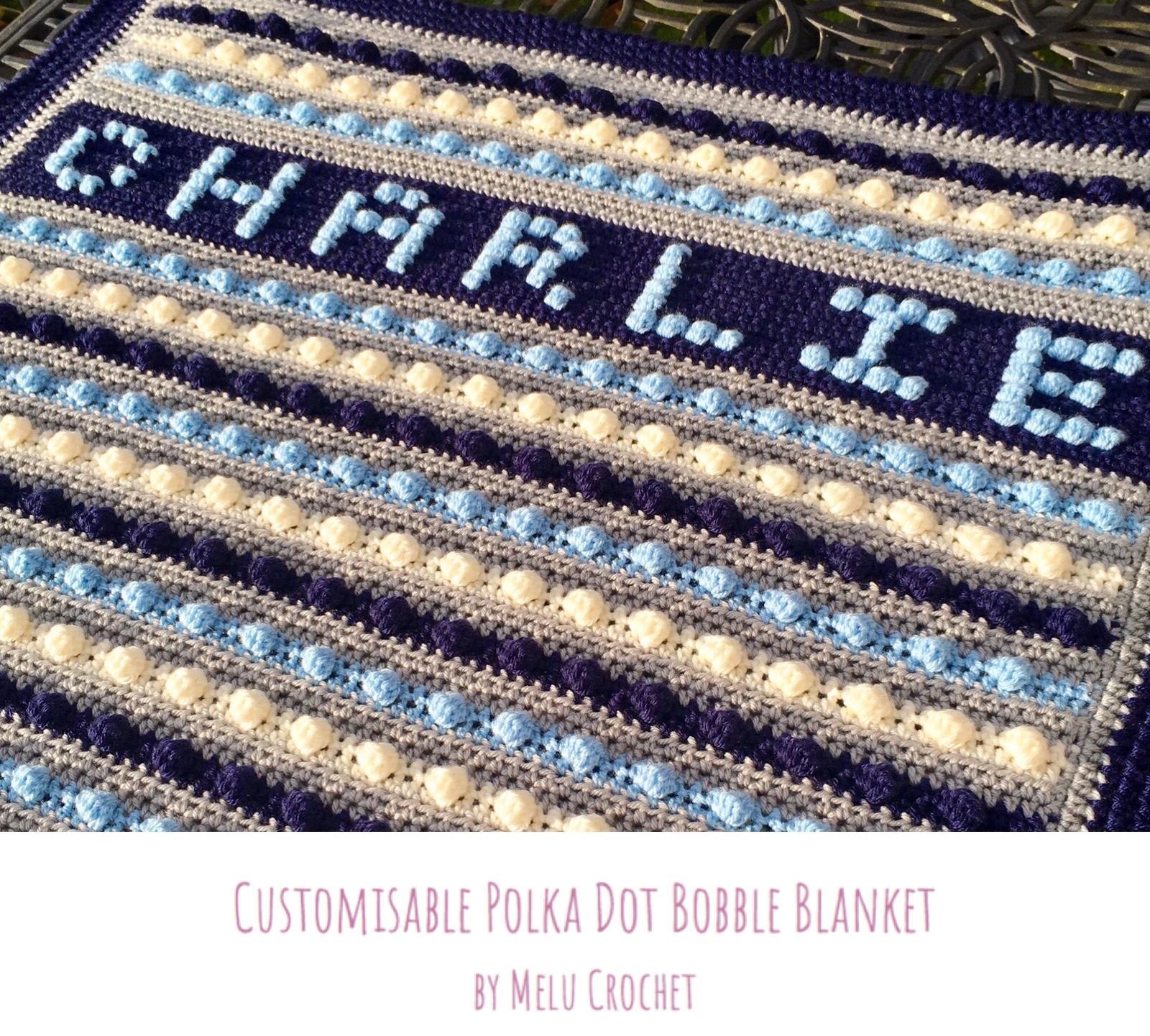 Customisable Polka Dot Bobble Blanket US terminology by Melu Crochet