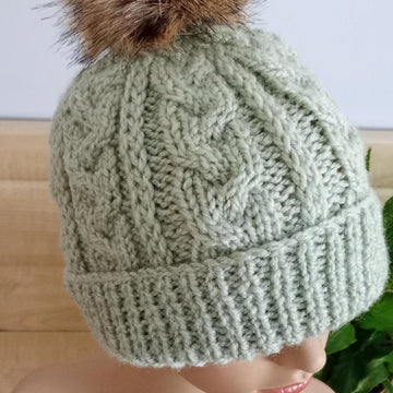 Easy Cable Brimmed Beanie Hat Womens Mens Chunky Yarn