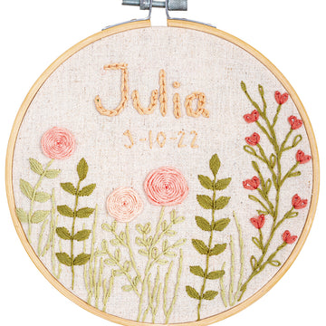 Vervaco Embroidery Kit With Ring Baby Flowers Embroidery Kit - 16cm x 16cm (6.4in x 6.4in)