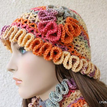 Women's Hat With Flower "Happy Autumn Colors"