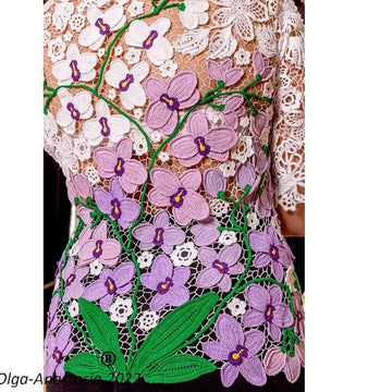 Lace blouse with orchids