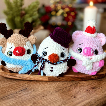 Holiday 3 in 1 - reindeer, snowman, piggy squishes