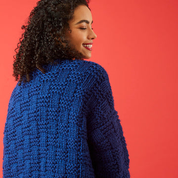 Basket Weave Cardigan - Free Knitting Pattern For Women in Paintbox Yarns Simply Super Chunky