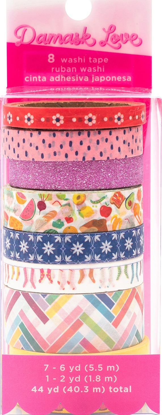 American Crafts Damask Love Write At Home Washi Tape 8/Pkg - 611595
