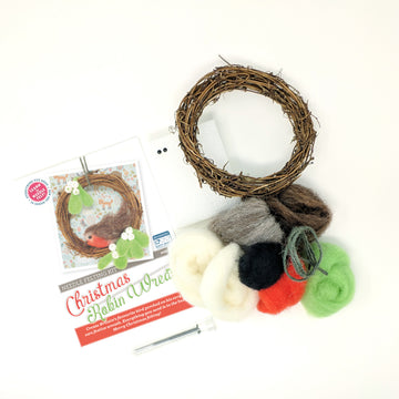 The Crafty Kit Company Christmas Robin Wreath Needle Felting Kit - 20cm