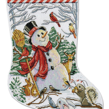 Design Works Woodland Snowman Stocking Cross Stitch Kit - 43cm