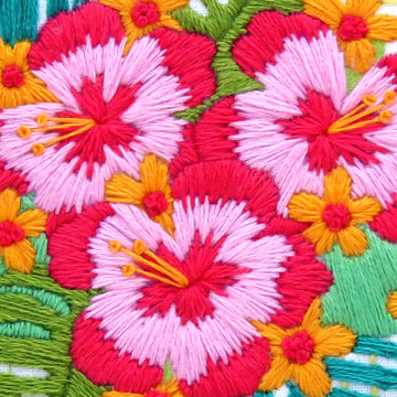 Oh Sew Bootiful Tropical Flowers Embroidery Kit - 6in