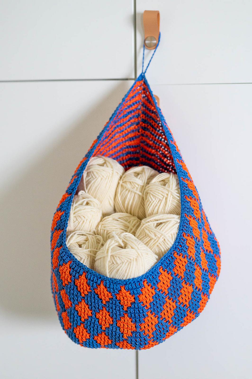 Hanging Mosaic Crochet Basket
