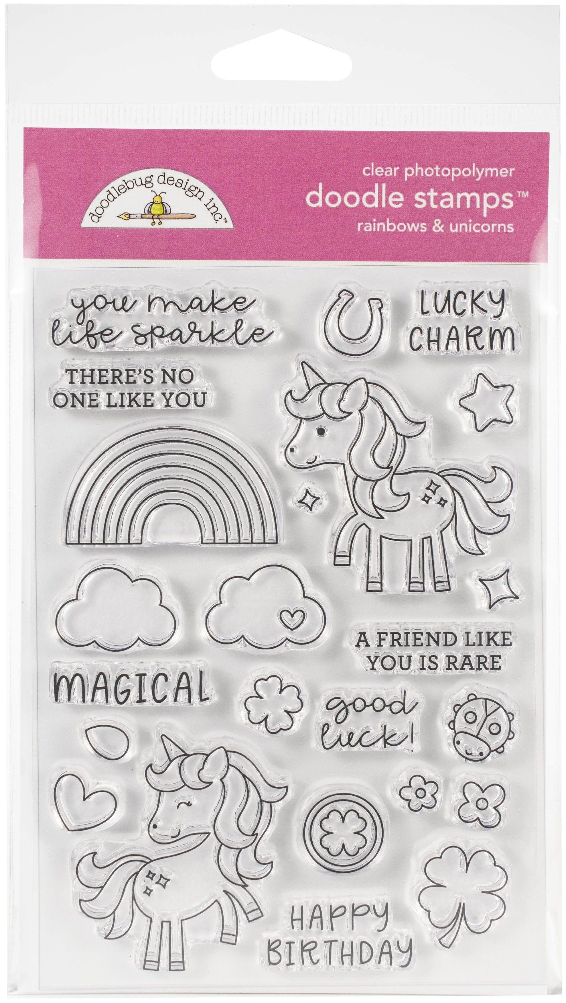 Doodlebug Clear Doodle Stamps - Rainbows & Unicorns