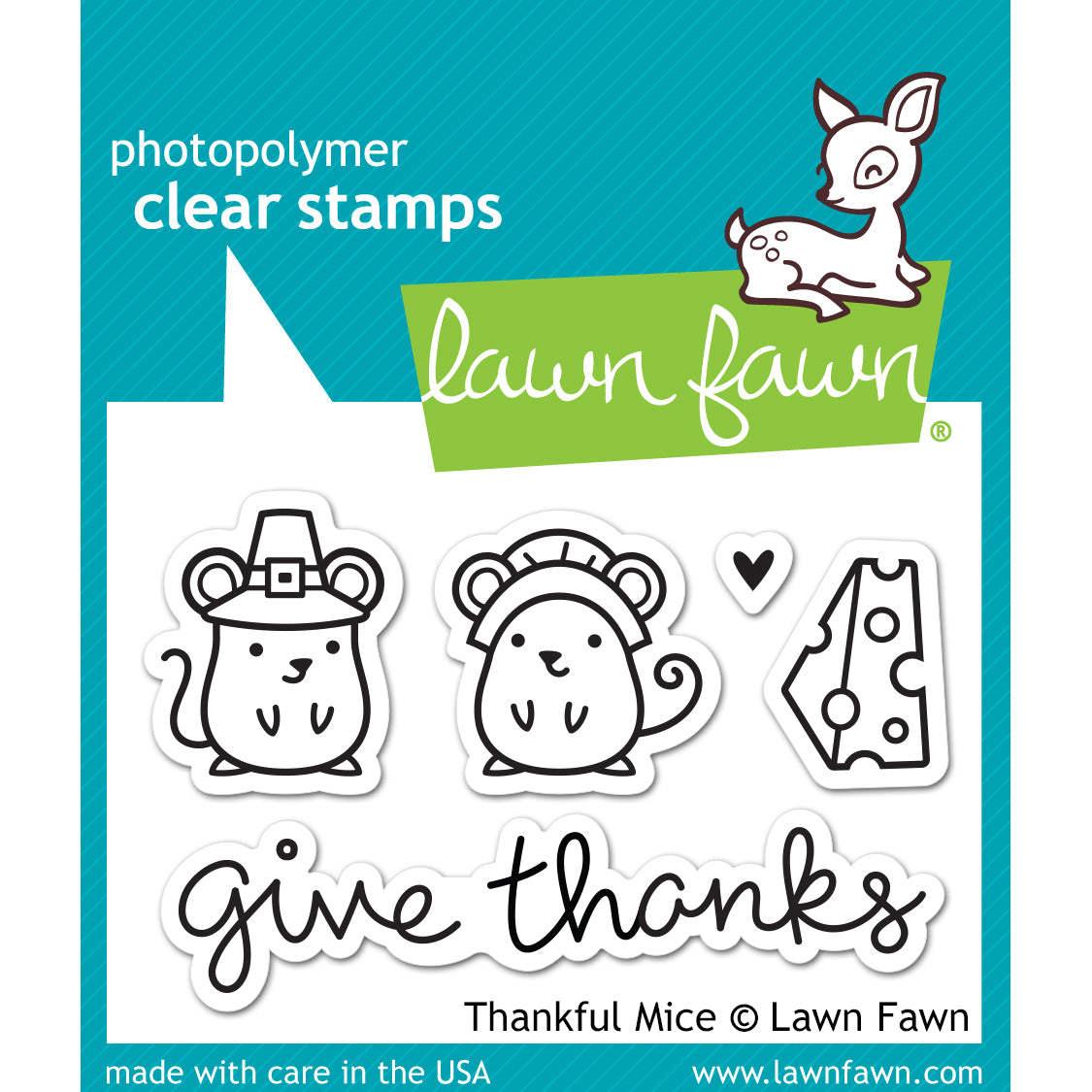 Lawn Fawn Clear Stamps 3"X2" - Thankful Mice